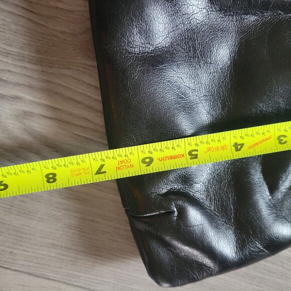 Vintage Black Leather Evening Clutch With Gold Chain & Clasp - Picture 6 of 7